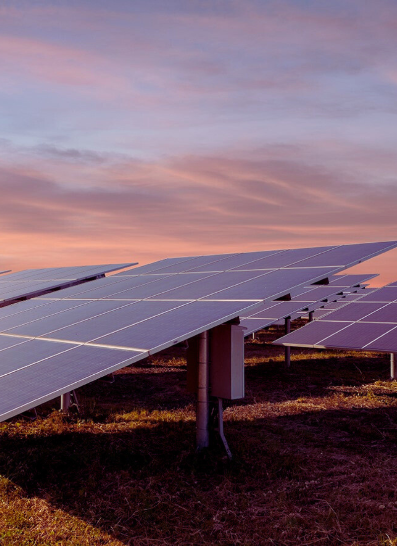 Utility-scale solar array under a Texas sky